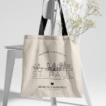 St. Paul, Minnesota Wedding | Stylised Skyline Tote Bag<br><div class="desc">A unique wedding tote bag for a wedding taking place in the beautiful city of St. Paul,  Minnesota.  This tote features a stylised illustration of the city's unique skyline with its name underneath.  This is followed by your wedding day information in a matching open lined style.</div>