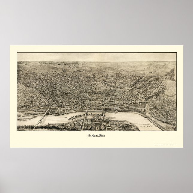 St. Paul, MN Panoramic Map - 1906 Poster (Front)