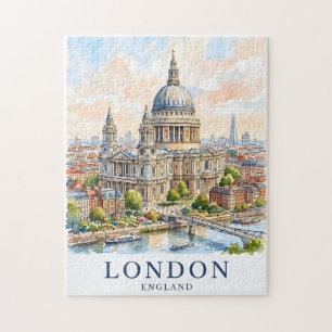 St Paul’s Cathedral London Watercolor Travel Art Jigsaw Puzzle