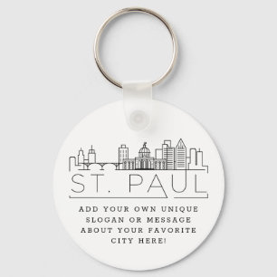 St. Paul Stylised Skyline   Custom Slogan Key Ring