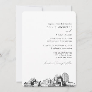 St. Paul Wedding Elegant Skyline Invitation