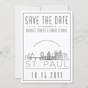 St. Paul Wedding Stylised Skyline Save the Date Invitation