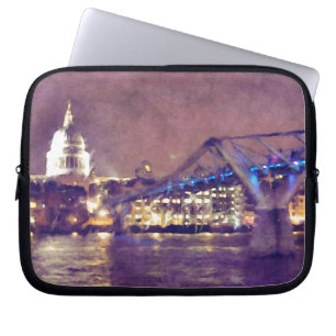 St Paul's Cathedral by Night Fine-Art Painting Laptop Sleeve