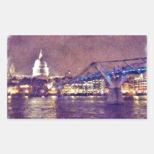 St Paul's Cathedral by Night Fine-Art Painting Rectangular Sticker