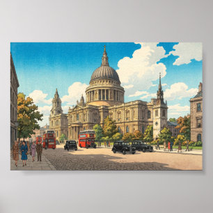 St Pauls Cathedral Japanese Woodblock Print