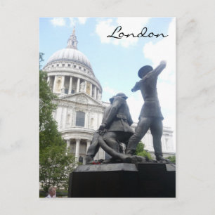 st pauls cathedral statue postcard