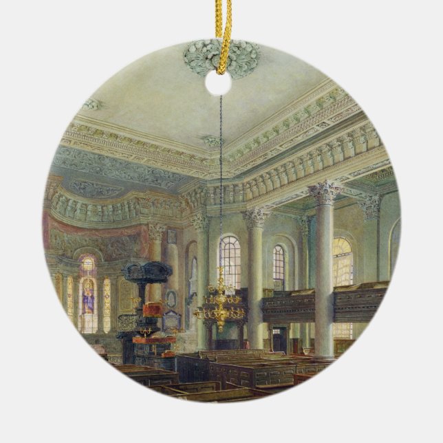 St. Paul's, Deptford (w/c on paper) Ceramic Tree Decoration (Front)