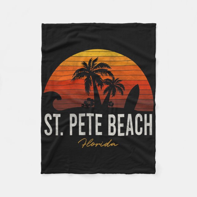 St. Pete Beach Florida Fl Palms Vacation Surf Suns Fleece Blanket (Front)