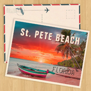 St. Pete Beach Florida Palm Tree Beach Vintage Postcard