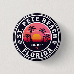 St. Pete Beach Florida Retro Sunset Souvenirs 60s 3 Cm Round Badge