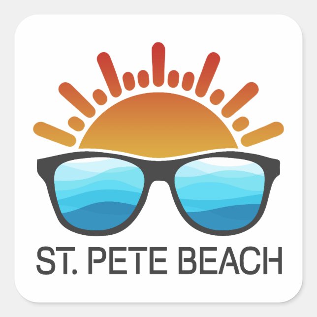 St. Pete Beach Florida Sunglasses Square Sticker (Front)