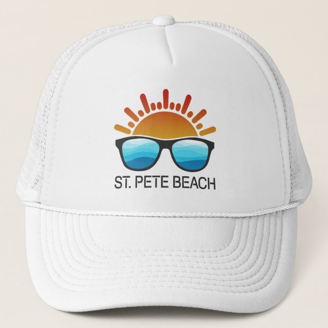 St. Pete Beach Florida Sunglasses Trucker Hat (Front)
