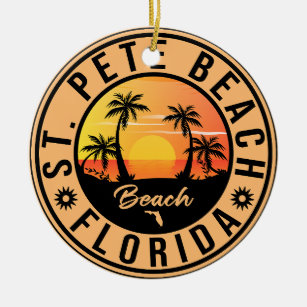 St Pete Beach Florida Sunset Paradise Vintage Ceramic Tree Decoration