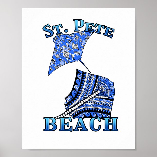 St Pete Beach Florida Vacation Tribal Stingray Poster (Front)