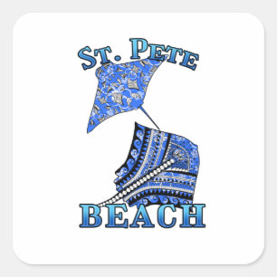 St Pete Beach Florida Vacation Tribal Stingray Square Sticker