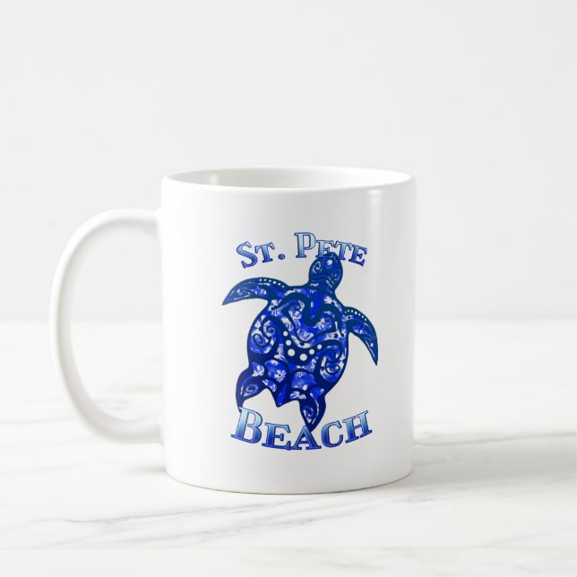 St Pete Beach Florida Vacation Tribal Turtle Coffee Mug (Left)