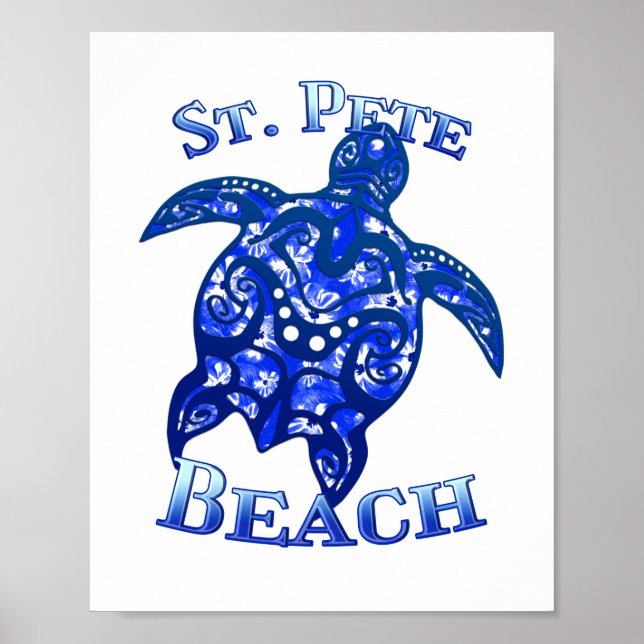 St Pete Beach Florida Vacation Tribal Turtle Poster (Front)