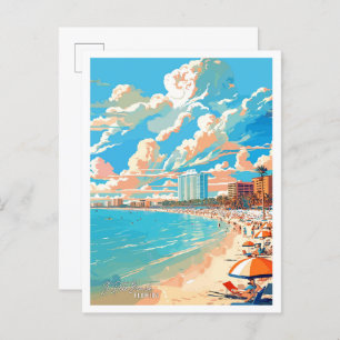 St Pete Beach Florida Vintage Travel Illustration Postcard