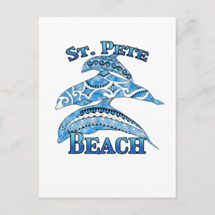 St. Pete Florida Beach Vacation Tribal Dolphins Postcard