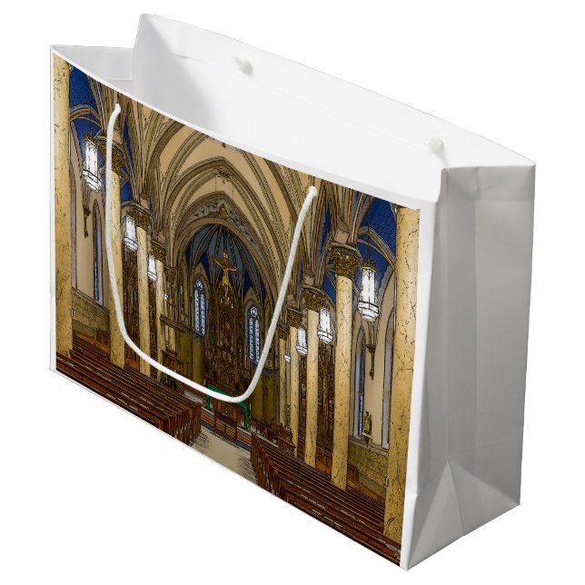 St Peter Catholic Church Painterly Large Gift Bag (Front Angled)