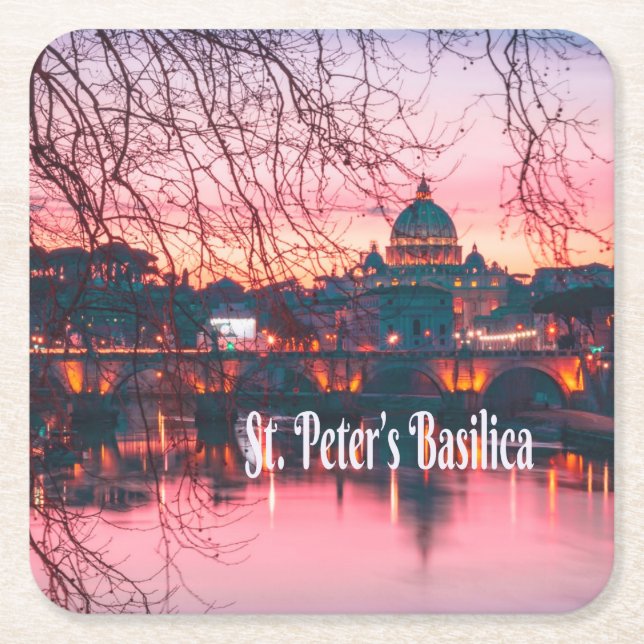 St. Peter’s Basilica, Rome, Italy Square Paper Coaster (Front)