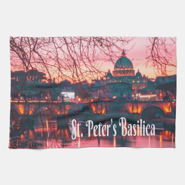 St. Peter’s Basilica, Rome, Italy Tea Towel (Horizontal)