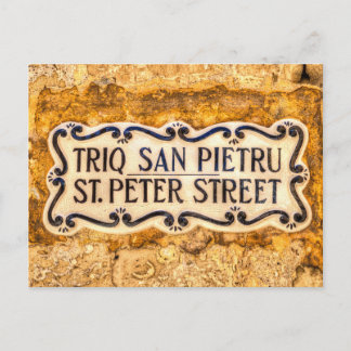 St Peter Street Sign Malta  Holiday Postcard