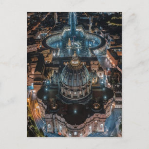 St Peter's Basilica and Square at Night Postcard