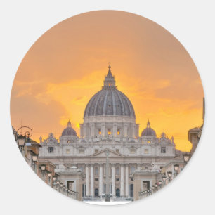 St. Peter's Basilica at Sunset, Vatican City Classic Round Sticker