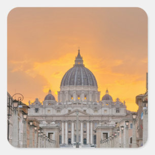 St. Peter's Basilica at Sunset, Vatican City Square Sticker