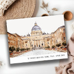 St Peters Basilica Rome Italy Watercolor Travel Postcard<br><div class="desc">If you need any further customisation please feel free to email me on yellowfebstudio@gmail.com. or message via Zazzle.</div>