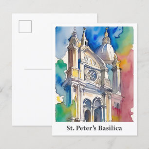 St. Peter's Basilica Vatican Watercolor Travel Postcard