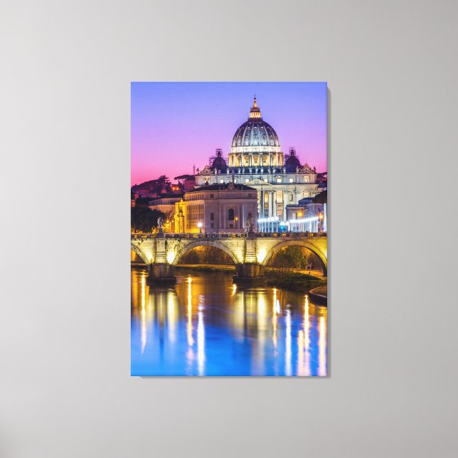 St Peter's Cathedral Vatican city Rome dusk Canvas Print (Front)