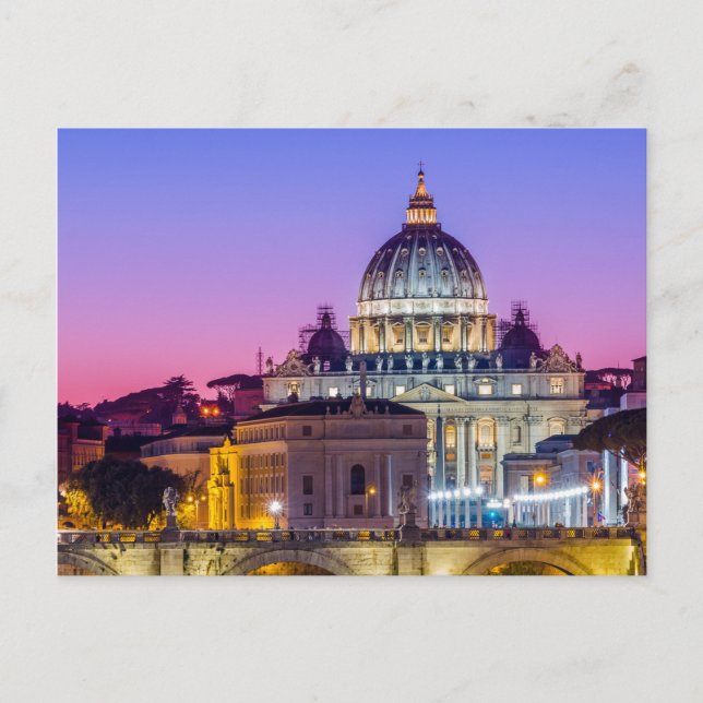 St Peter's Cathedral Vatican city Rome dusk Postcard (Front)