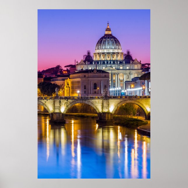 St Peter's Cathedral Vatican city Rome dusk Poster (Front)