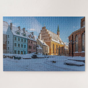 St. Peter's Church in winter in Riga, Latvia Jigsaw Puzzle