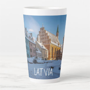 St. Peter's Church in winter in Riga, Latvia Latte Mug