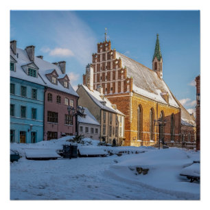 St. Peter's Church in winter in Riga, Latvia Poster
