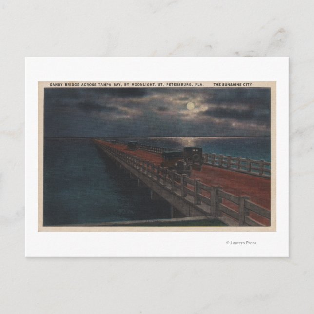 St. Petersburg, FL - Moonlit View of Gandy Postcard (Front)