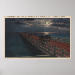 St. Petersburg, FL - Moonlit View of Gandy Poster