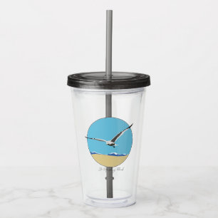 St. Petersburg, FL Sea Gull Flying over Beach Acrylic Tumbler