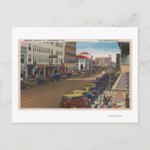 St. Petersburg, FL - View of Central Ave w/ Postcard