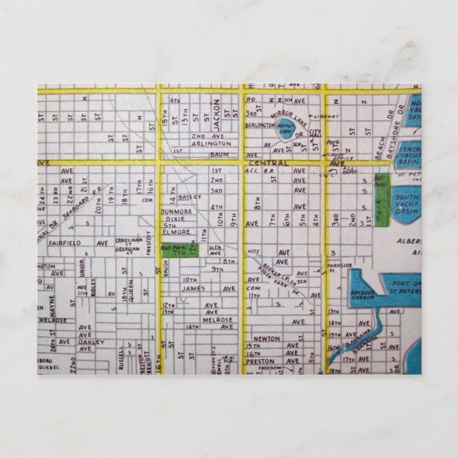 St Petersburg, FL Vintage Map Postcard (Front)