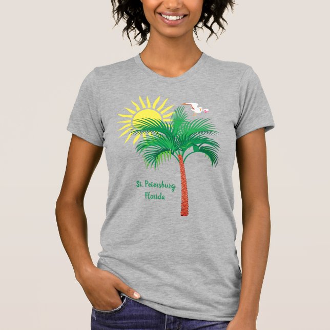 St. Petersburg Florida Palm Tree and Seagull T-Shi T-Shirt (Front)