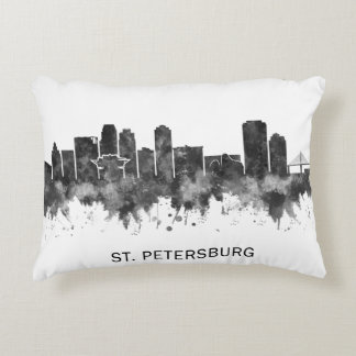 St. Petersburg Florida Skyline BW Decorative Cushion