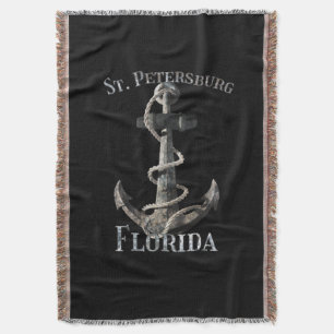 St. Petersburg Florida Vacation Nautical Anchor Sa Throw Blanket