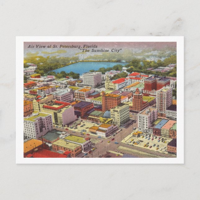 St. Petersburg Florida Vintage Air View Postcard (Front)