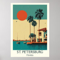 St. Petersburg Florida Vintage Skyline Travel Art