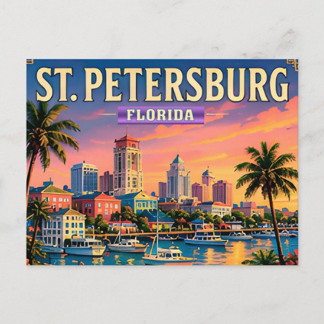 🌴 St Petersburg Florida Waterfront View Postcard (Front)