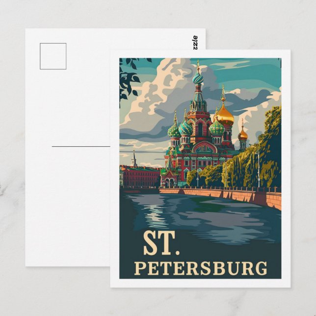 ST Petersburg Russia Vintage Famous Travel Place Postcard (Front/Back)